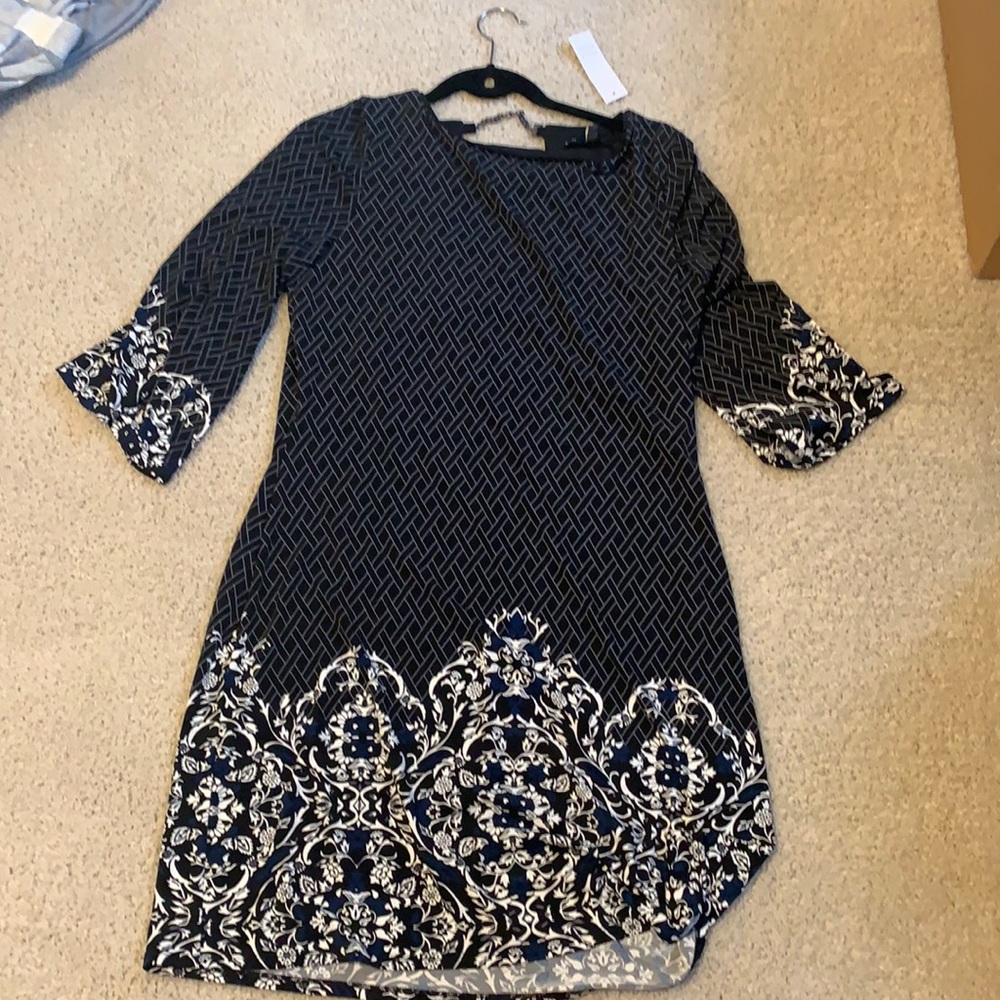 White House Black Market 3Q Print Chemise Dress